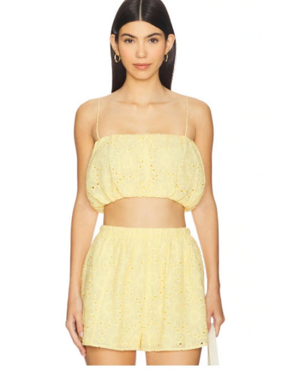 Women Lovers + Friends (Item-930) 2Pc Yellow Eyelet Bubble Josie Top Short Set S